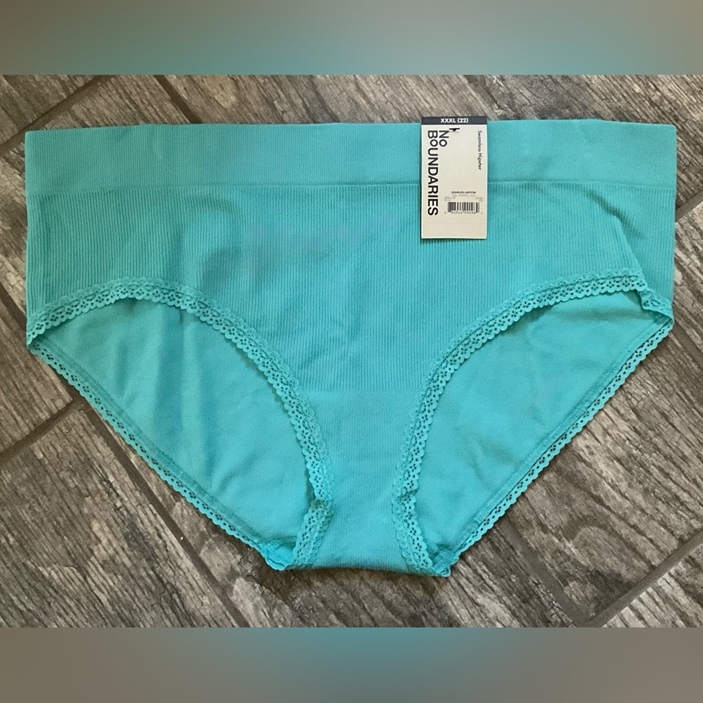New Nobo, No Boundaries seamless lace trim hipster panties size XXXL Teal